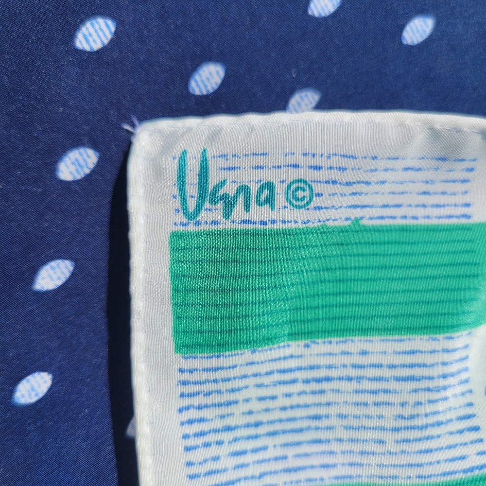 Vera Neumann Vintage Scarf ~ 1970s(?) ~ Oblong ~ Blue & Green ~ Fun Pattern